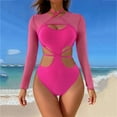 thumbnail image 2 of QHFBli Womens Sexy Cutout One Piece Swimsuit Monokini with Long Sleeve Coverup Shirt, 2 of 8
