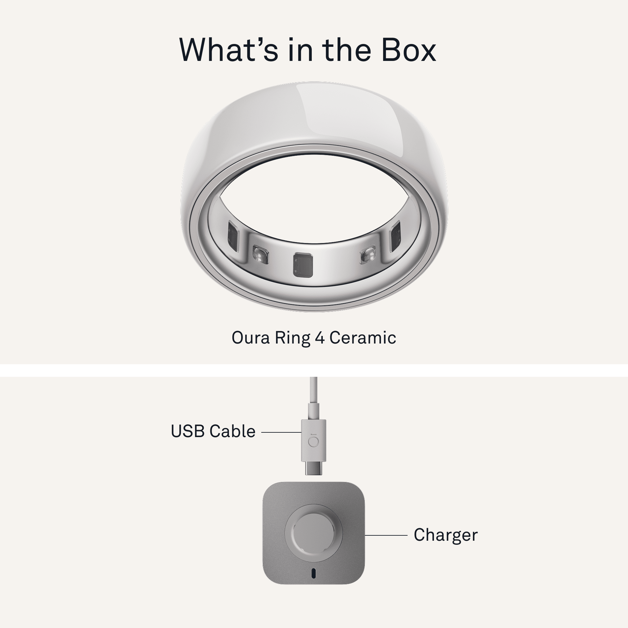 Oura Ring 4 Ceramic, Cloud, Size 4, Smart Wearable, Sleep, Fitness & Heart Rate Tracker, 8-Day Battery (Size Before You Buy)