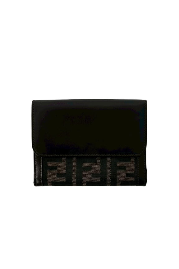 Pre-Owned FENDI Vintage Zucca FF Pattern Canvas Leather Bi-fold Wallet, Billfold, Coin Purse,...