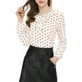 thumbnail image 1 of INSPIRE CHIC Blouse Chemise à Manches Longues à Col à Volants pour Femme P Blanc à Pois Rouges, 1 of 8