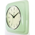 thumbnail image 3 of Infinity Instruments Retro Square Meadow Mist Green Plastic 9.25-inch Analog Wall Clock, 3 of 7