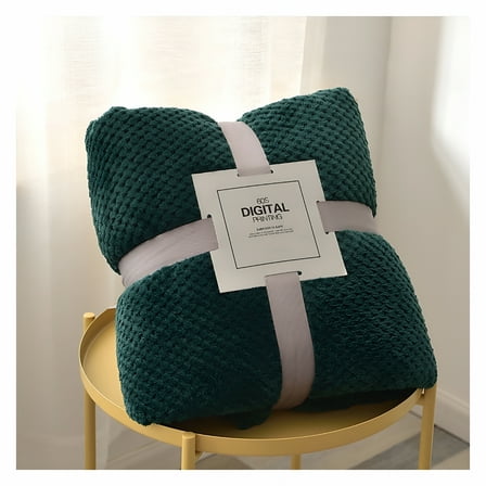 AUQ Modern Collection Bed Blankets King Size-Cooling Technology,Green Solid Flannel