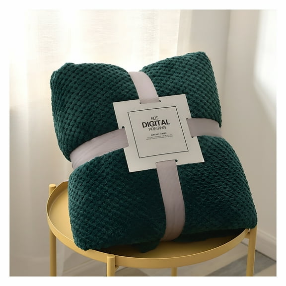 AUQ Modern Collection Bed Blankets King Size-Cooling Technology,Green Solid Flannel