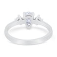 thumbnail image 4 of Teardrop Three Stone Wedding Ring Pear Cubic Zirconia 925 Sterling Silver size 7, 4 of 6