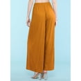 thumbnail image 4 of Made by Johnny Women's Pleated Wide Leg Palazzo Pants with Drawstring ONESIZE MUSTARD, 4 of 6