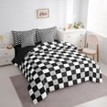thumbnail image 3 of Homewish Abstract Buffalo Bedding Comforter Set 7-Piece for Female Men Adults,Geometric Plaid Grid King Bedding Sets,Vintage Aesthetic Ultra Soft Bed Sheets,Lightweight Room Decor,Reversible, 3 of 8
