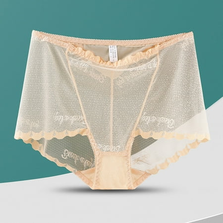 Exclusive Price: Panties for Women Pack  Paquete de Bragas  Women Solid Color Underwear High Waisted Lace Tight And Breathable Underwear Panties SOPATENOR Beige XL