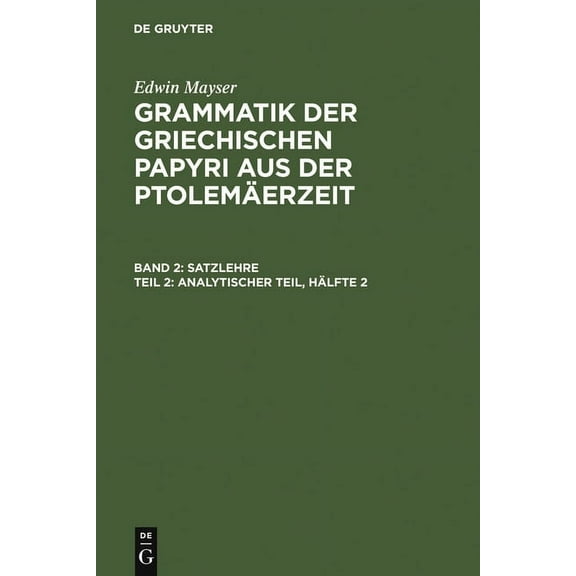 Analytischer Teil, Hälfte 2, (Hardcover)