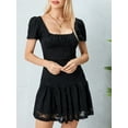 thumbnail image 6 of Women Lace Dresses, Short Sleeve Square Neck Casual Party Spring Summer A-Lined Dress, 6 of 10