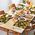 thumbnail image 2 of Black Green Stem Sunflower Pattern Summer Placemats Table Placemats Set Of 4-Linen Kitchen Washable Placemats Table Mats 11.8"x17.7" Non-Slip Heat Resistant, 2 of 6