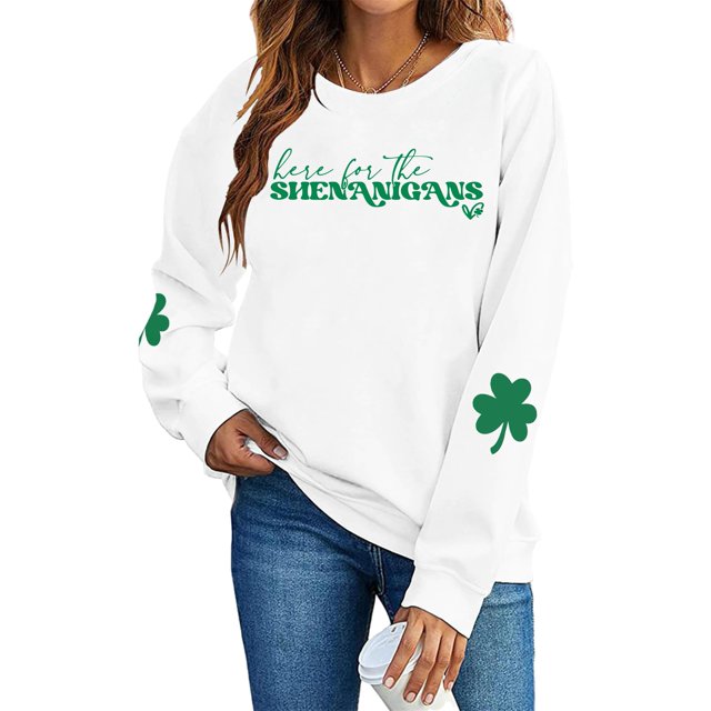 Sudadera NBNFTR Día de San Patricio para mujer con estampado de trébol