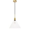 thumbnail image 3 of Living District LD6230BR Hugh 1 Light Brass & Clear Glass Pendant, 3 of 4