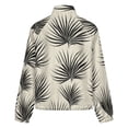 thumbnail image 6 of Jackets for Women Winter Coat Jackets Flannel Stand Collar Jacket(Palm Leaf Print Fabric,Size:S-4XL), 6 of 7
