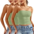 thumbnail image 1 of Blusa informal de verano sin tirantes de color liso para mujer, 3 piezas, de poliéster, 1 of 6