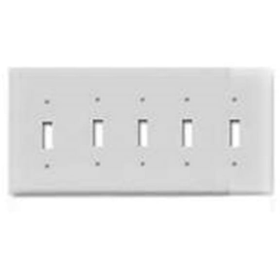 PJ5W 5-Gang Toggle Plate - White