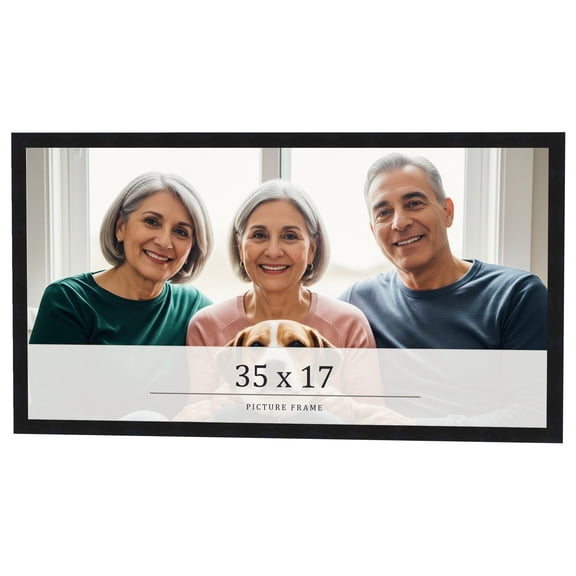 35x17 Frame Black Real Wood Picture Frame Width 0.75 inches | Interior Frame Depth 0.5 inches |