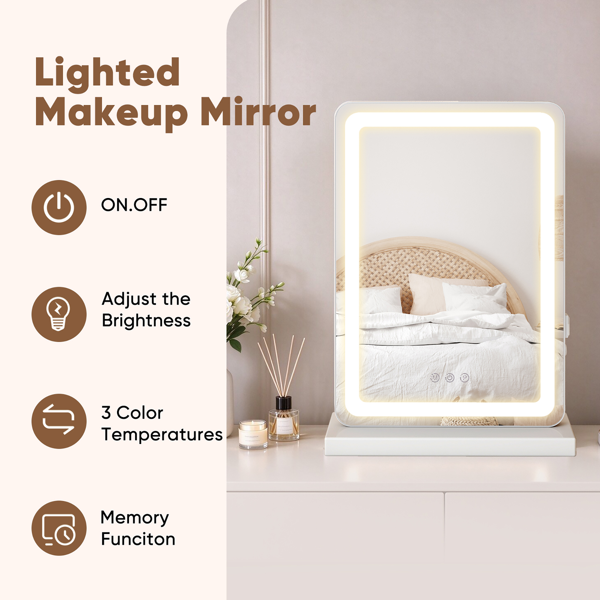 Gianna 13x17 LED Vanity Mirror with Dimmable Lights photo 6
