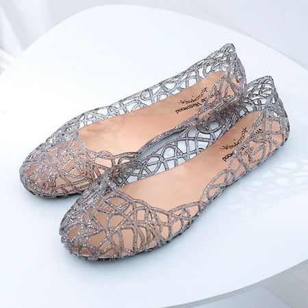 

IKemiter Jelly Shoes for Women Flat Heel Summer Beach Sandals