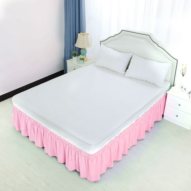 Piccocasa Bed Skirt Polyester Elastic Wrap Around Dust Ruffle Light Pink King Com Piccocasa Bed Skirt Polyester Elastic, Best King Size Bed Skirt