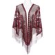thumbnail image 2 of Chales y envolturas INSPIRAR CHIC para vestidos de noche, bufandas triangulares de encaje con flecos y borlas para mujeres en bodas y fiestas formales 74.8x28.3" Rojo Vino Oscuro, 2 of 5