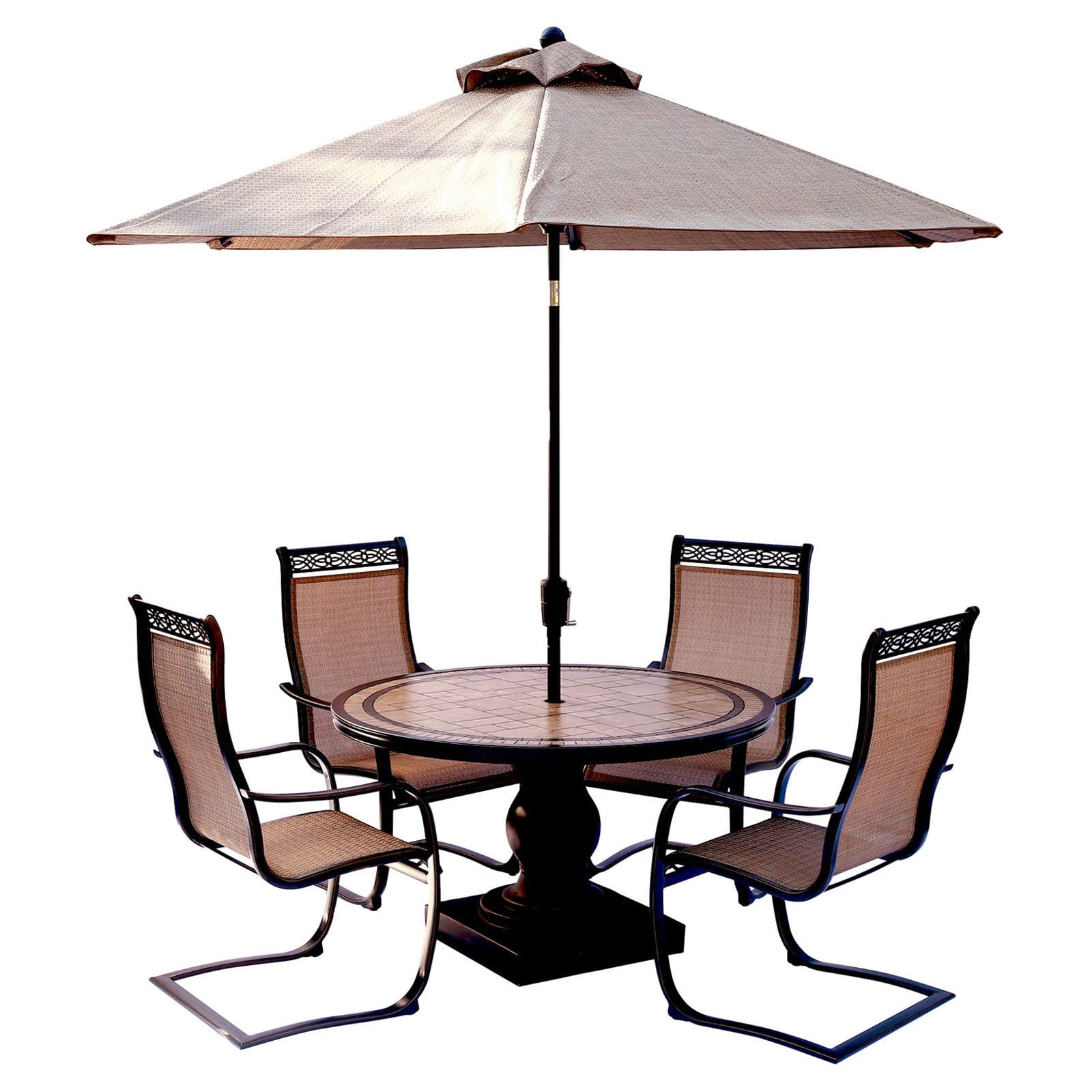 Hanover Outdoor Monaco 5Piece TileTop Pedestal Dining Set with Sling