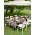 thumbnail image 4 of Outdoor Tablecloth with Umbrella Hole for Patio/Picnic/Party/Camping, Farmhouse Flower Waterproof Table Cloth Rectangle Table Cover Washable, Spring Vintage Truck Black Plaid Wood Grain (52"x 70"), 4 of 8
