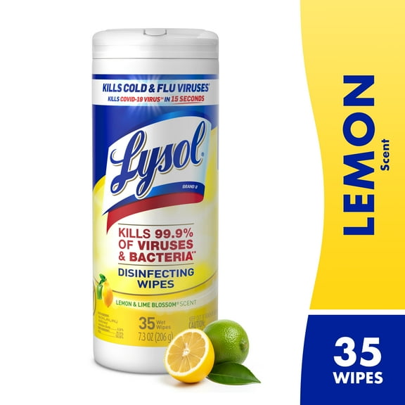 Lysol® Disinfectant Wipes, Multi-Surface Antibacterial Cleaning Wipes, for Disinfecting and Cleaning, Lemon and Lime Blossom, 35 Count