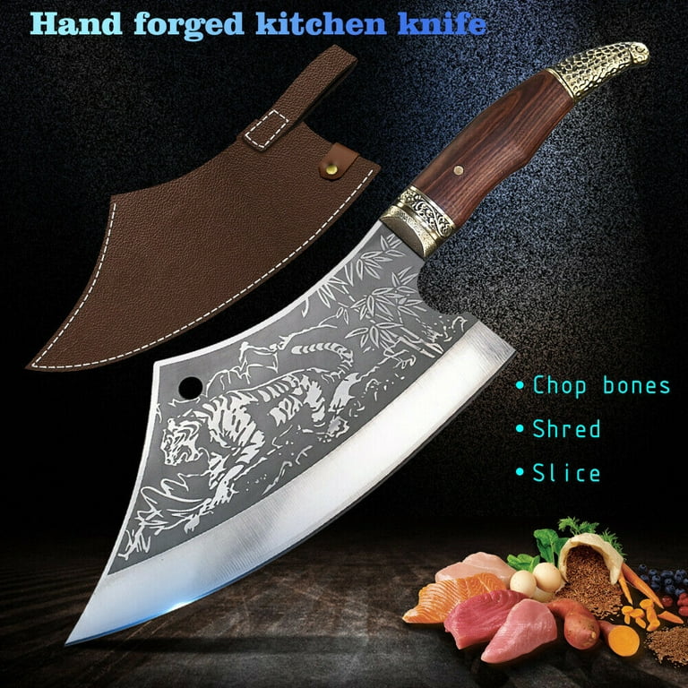 Handmade Cleaver Knife Forged Steel Wood Handle Chef Butcher Slicing Chop  Bones