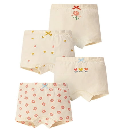 REDARER 4-Packs Girls Cotton Briefs Set Soft Breathable Printed Underwear for Everyday Wear 9-10 Years