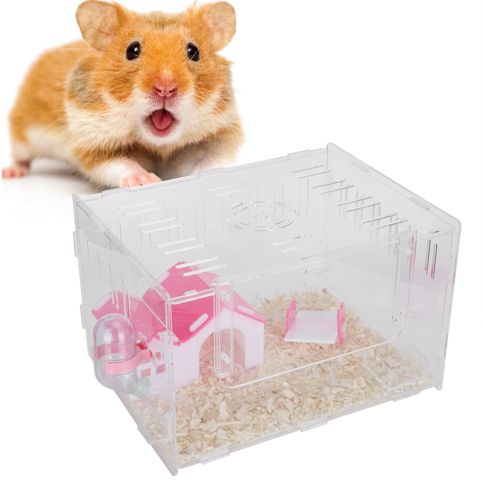 Suodoka Clear Acrylic Hamster Cage Small Animal Habitat Single Layer Transparent Pet Castle Large 13.39 inches / 34 cm