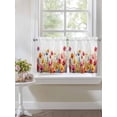 thumbnail image 3 of Half Window Curtains 24 Inches Long, Pastoral Botanical Window Treatment Curtain Drapes, Watercolor Spring Summer Flowers Short Curtains Tiers for Kitchen Over Sink, 27.5"x24", 2 Panels, 3 of 7
