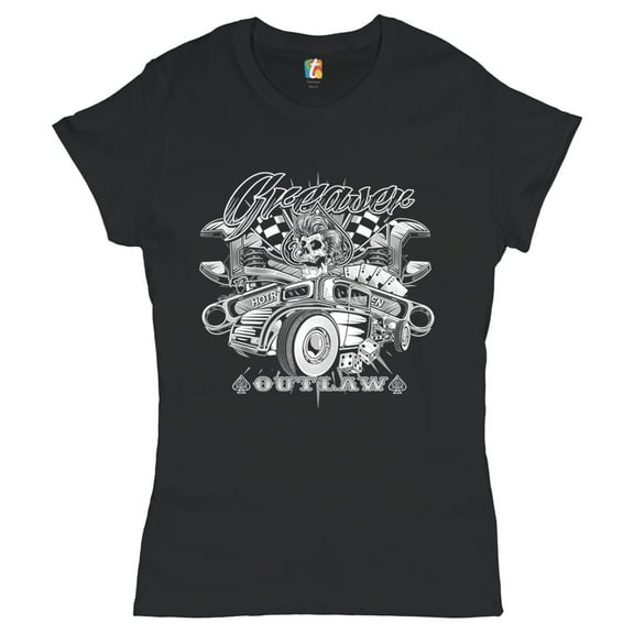 Tee Hunt Greaser Outlaw T-Shirt Old School Hot Rod Women's T-Shirt Tee