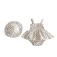 thumbnail image 2 of LYMAYTER Newborn Baby Girls Summer Floral Romper Sleeveless Halter Smocked Bubble Dress Hat Set, 2 of 8