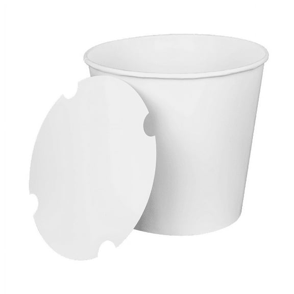 Karat 170oz White Food Buckets with Paper Lids (223mm) - 150 ct