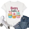thumbnail image 2 of VBTAPA Womens Happy Easter Shirt Cute Bunny T-shirt Funny Holiday Graphic Tees Lightweight Crewneck Pullover Blouse Prime Sales Today White L, 2 of 4