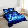 thumbnail image 3 of Homewish Ice Hockey Full Size Comforter Sets 3-Piece for Kids Teens Adults,Sport Gamer Bedding Comforter Set,Blue Black Lightweight Bedding Sets,Breathable Home Decor,Reversible, 3 of 8