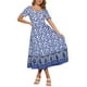 thumbnail image 2 of INSPIRE CHIC Vestido Midi A-Line de Manga Corta Bohemio con Escote Corazón y Estampado Floral M Blanco, 2 of 6