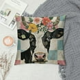 thumbnail image 2 of Creowell Happy Easter Cow Decorative Throw Pillow Covers , Plaid Polka Dot Stripes Farmhouse Decoration for Sofa Couch, 2 of 5