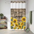 thumbnail image 6 of No Hook Shower Curtain with Built-in Rings - Farmhouse Sunflower Washable Waterproof Fabric Bathroom Curtains for Hotel,Rentals, Stall 36 X 72 Inch , Live Love Lough Inspirational Quotes, 6 of 9