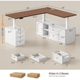 thumbnail image 2 of 69" x 55" Farmhouse L Shaped Electric Standing Desk with 6 Drawers and Storage Shelves, Height Adjustable Computer Desk for Home Office, 2 of 8