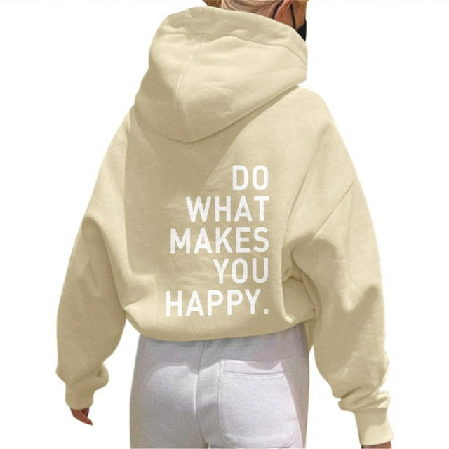 WZXFASHION Veste à Imprimé Lettre pour Femmes, Manches Longues, Automne Hiver, Chandail à Capuchon Oversize, Liquidation 2025, Chandail à Capuchon à Fermeture Éclair Complète