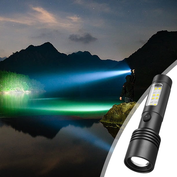 Mini linterna LED recargable | Linterna de aleación de aluminio de alto lumen: carga rápida USB, 7 modos, resistente al agua, pantalla de batería, zoom, tamaño de bolsillo compacto, luz de