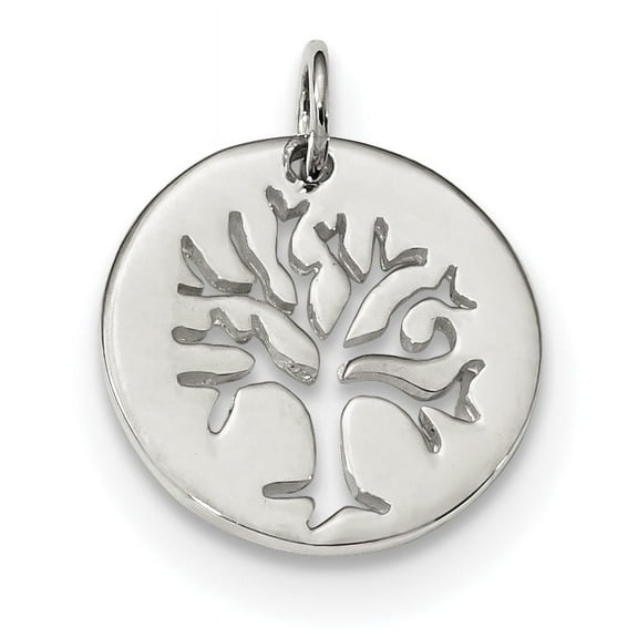 925 Sterling Silver Polished Tree Cut-out Charm Pendant
