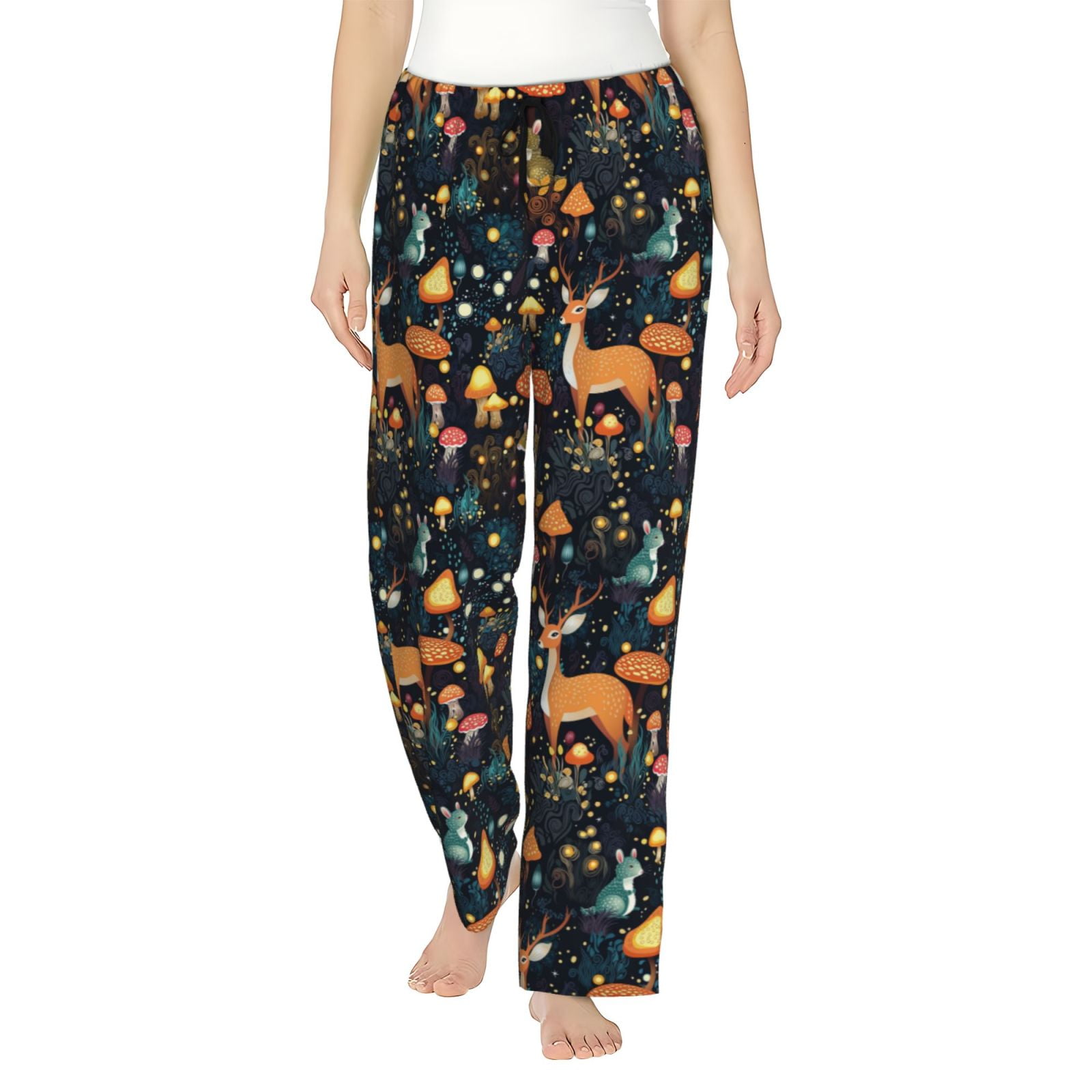 Picia Forest Elf Womens Soft Woven Cotton Elastic Waistband Sleep Pajama Pant Lounge Sleep Pant With Pockets And Drawstring-Large