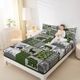 thumbnail image 4 of Manfei Wild Moose Wolf Full Size Sheets,Jungle Animal Bed Sheets,Green Patchwork Plaid Sheet Sets For Kids,Super Cozy Room Decor,4pcs, 4 of 7