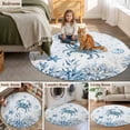 Blue Marine Life Round Rugs for Living Room 5ft Ocean Crab Coral Sea ...