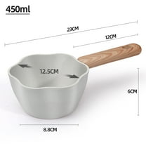 Raindrops Wooden Handle Small Cooking Pot Non-Stick Milk Pan Milk Boiling Pot Butter Coffee Milk Warmer Chocolate Melting Pot for Home 450ml