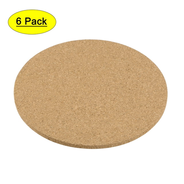 Posavasos de corcho Uxcell, trivet de madera, mats para bebidas redondos de 4.7" ID 0.16" de grosor, amarillos, 6 piezas