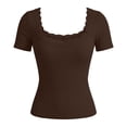 thumbnail image 4 of Womens T Shirts Crew NeckShort Sleeves Basic Tees Brown Summer Tops for Women, 4 of 4
