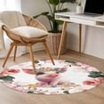 thumbnail image 5 of Spring Floral Pig Round Area Rugs Collection 3', Elegant Pink Botanical Non Slip Indoor Circular Throw Runner Rug Floor Mat Carpet for Living Room Dining Table Bedroom Nursery, 5 of 9